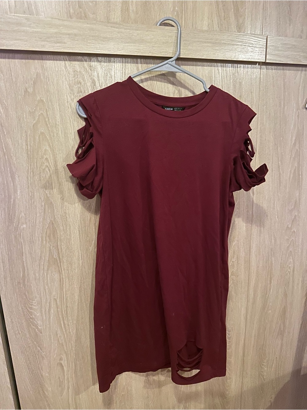 SHEIN Wine Crewneck Short Sleeve Top